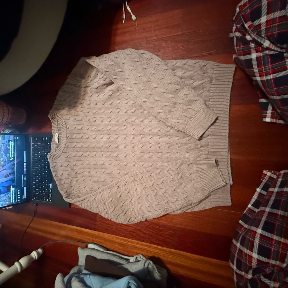 Brandy Melville Purple Cable Knit Crew Neck Sweater